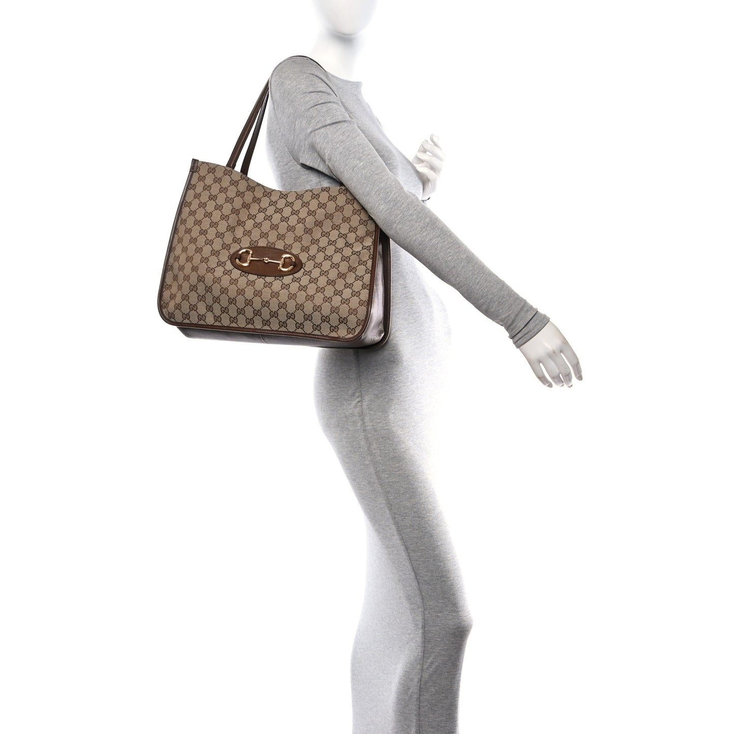 Monogram Horsebit 1955 Tote Bag Beige Brown Sugar