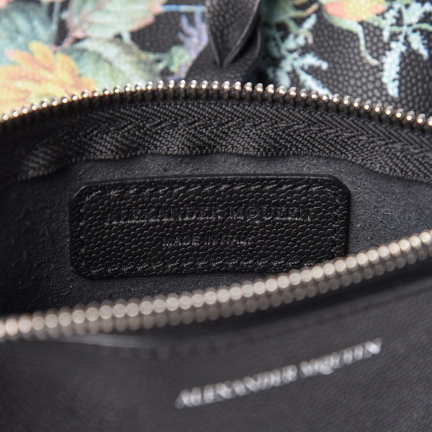 Grained Calfskin Floral Skull Open Shopper Tote Black Multicolor