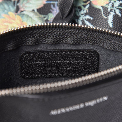Alexander McQueen Grained Calfskin Floral Skull Open Shopper Tote Black Multicolor 7 of 16