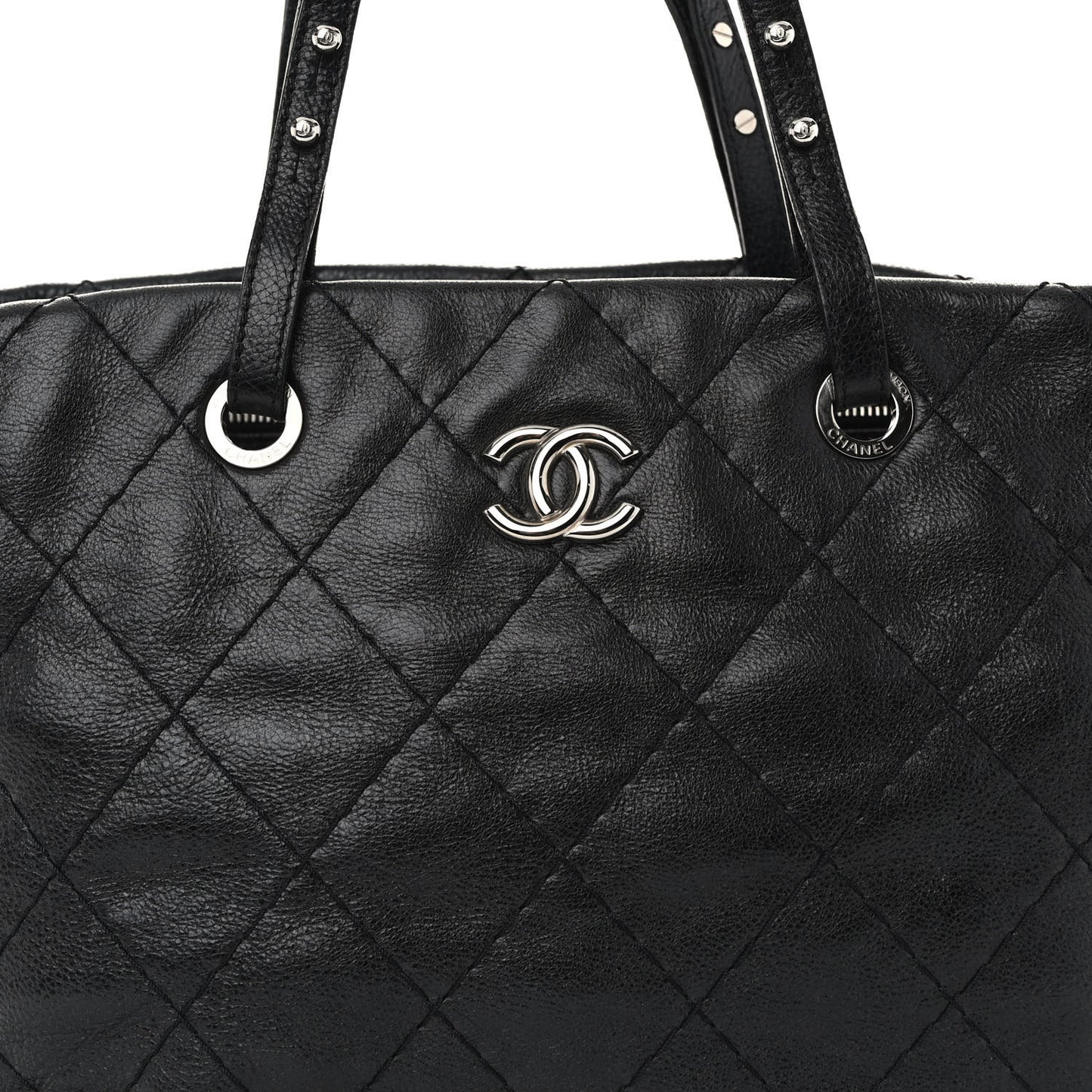 Glazed Calfskin Large On The Road Tote Black