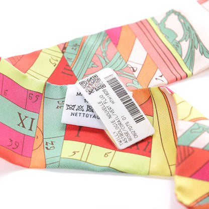 Hermes Silk Astrologie Twilly Rose Corail Vert Fluo 3 of 4