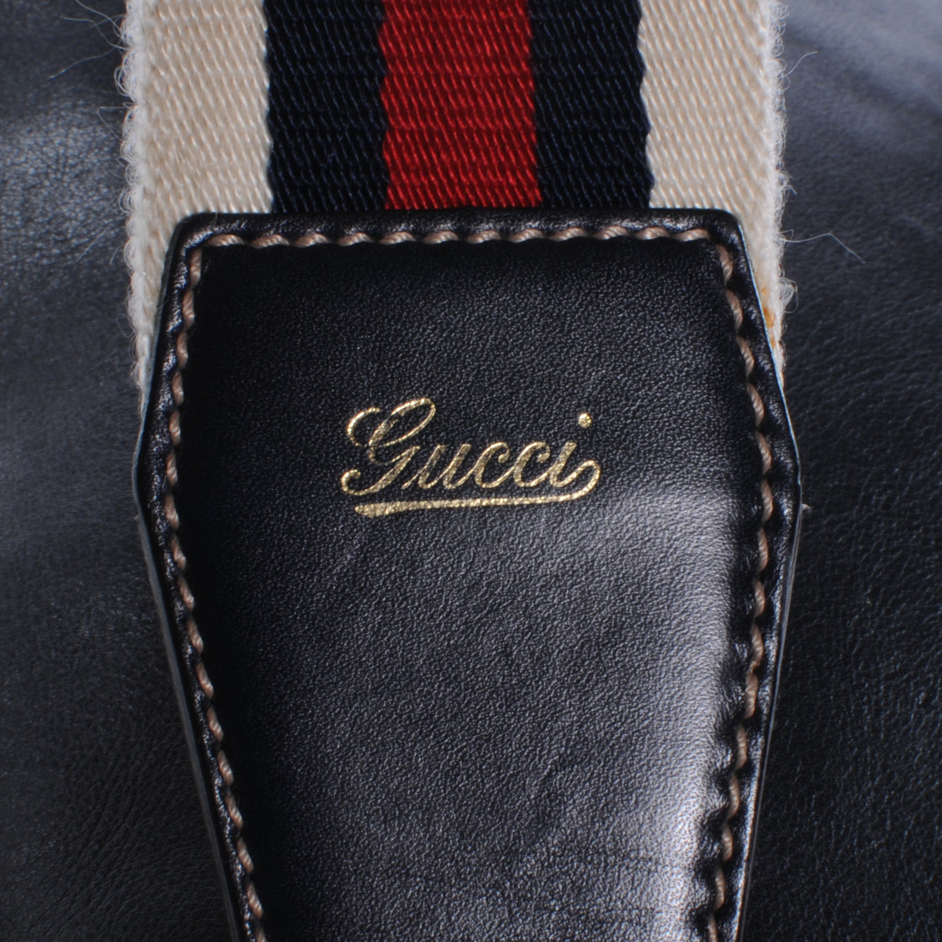 Gucci Leather Web Strap Hobo Navy 5 of 8