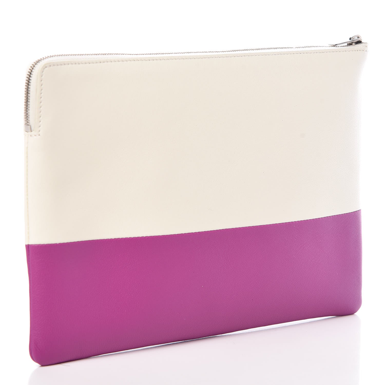 Celine Lambskin Bi-Color Solo Clutch Pouch White Magenta 3 of 7