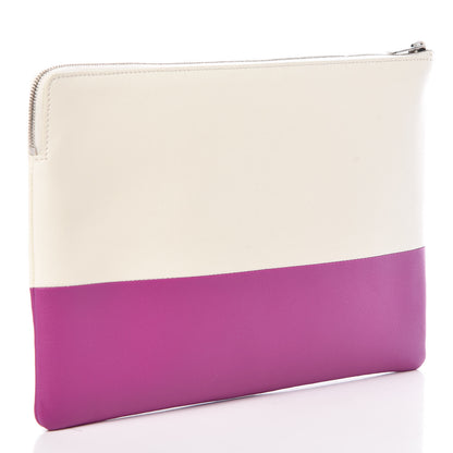 Celine Lambskin Bi-Color Solo Clutch Pouch White Magenta 3 of 7
