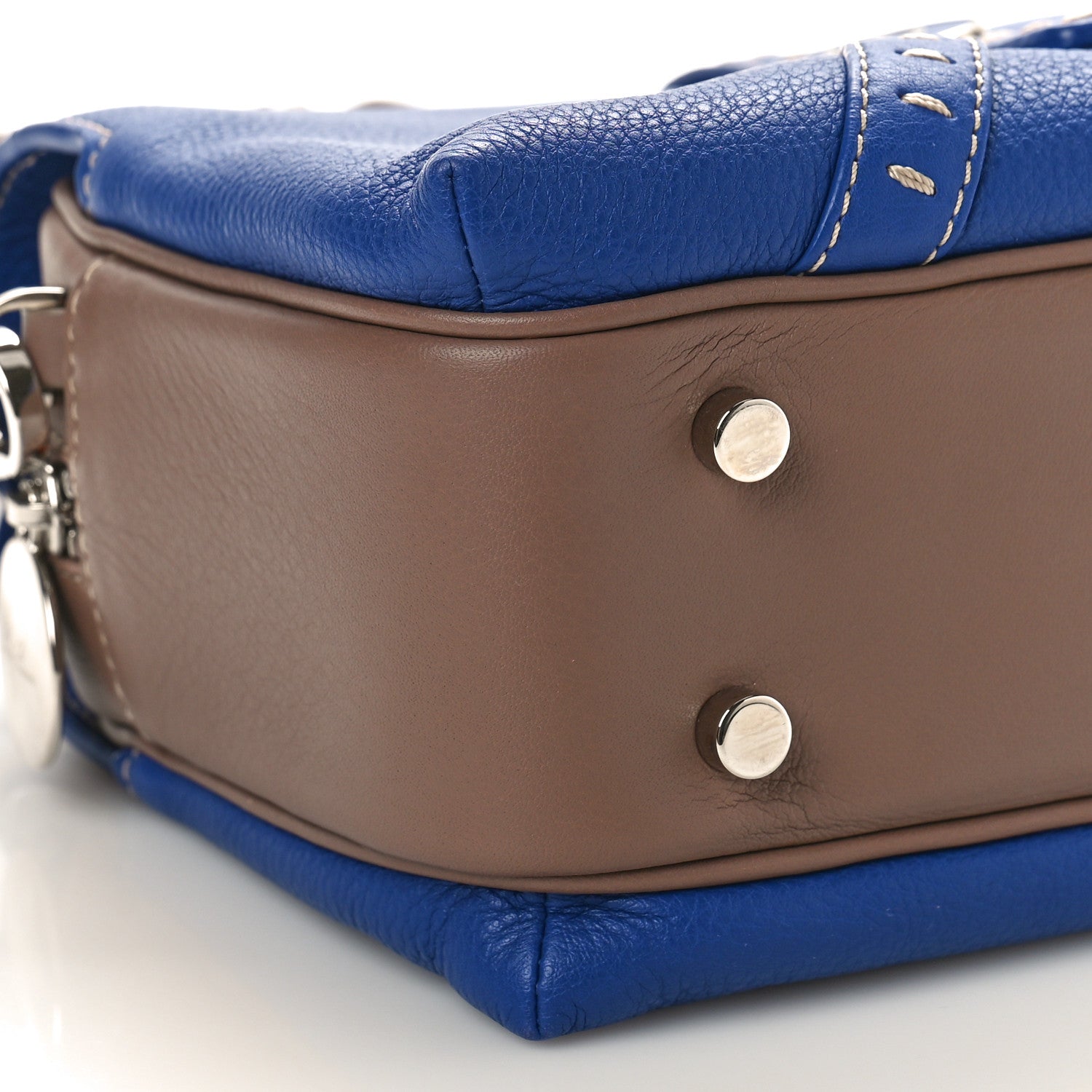 Loro Piana Grained Calfskin Bridle P Shoulder Bag Blue Warm Mastic 8 of 9