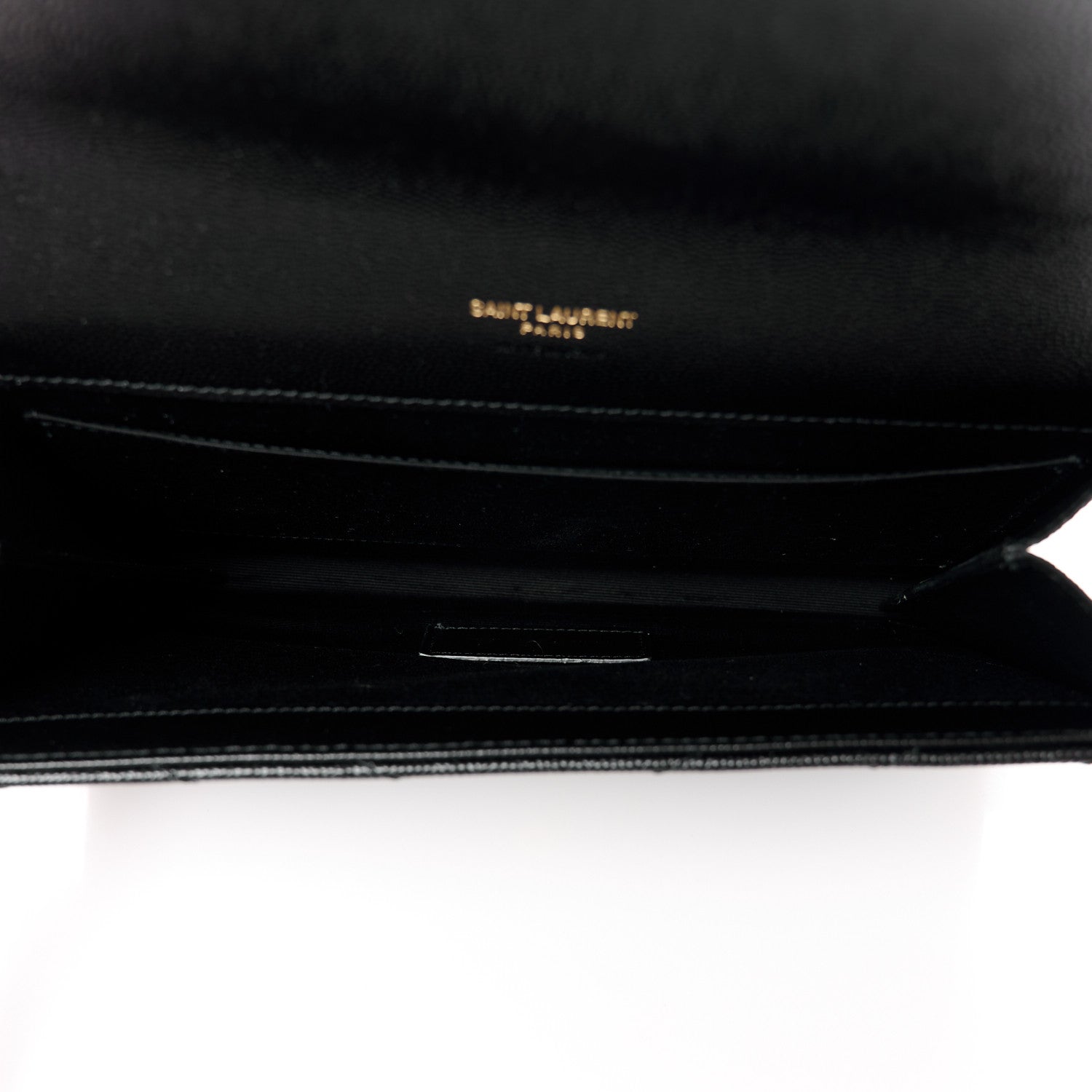 Saint Laurent Grain De Poudre Matelasse Chevron Monogram Envelope Clutch Black 5 of 11