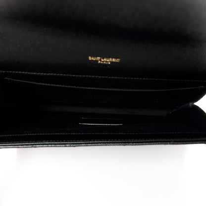 Saint Laurent Grain De Poudre Matelasse Chevron Monogram Envelope Clutch Black 5 of 11