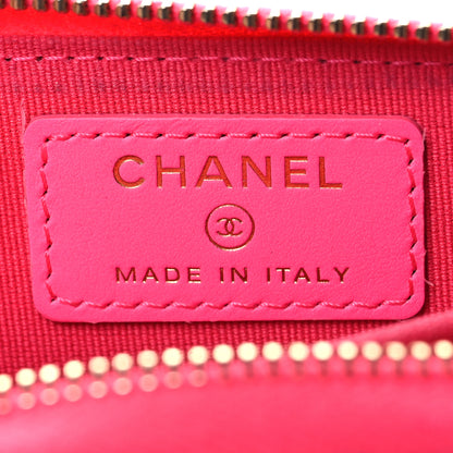 Chanel Patent Chevron Quilted Zip Around Boy Coin Purse Wallet Neon Pink 6 of 8