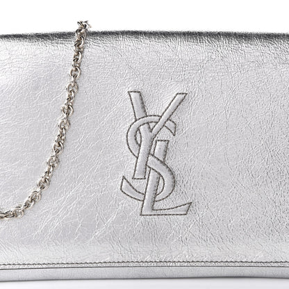 Saint Laurent Metallic Crinkled Calfskin Belle de Jour Chain Clutch Silver 9 of 9