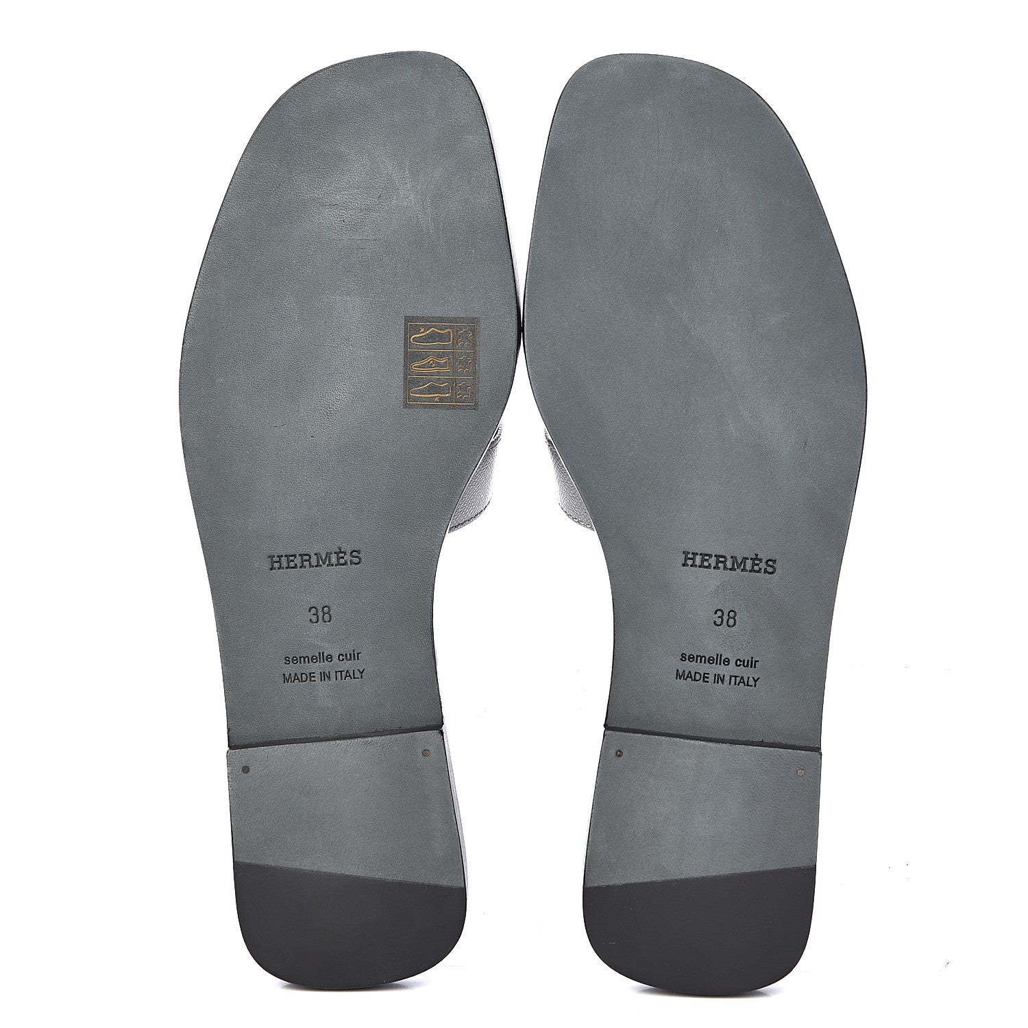 Hermes Metallic Epsom Oran Sandals 38 Argent 5 of 9