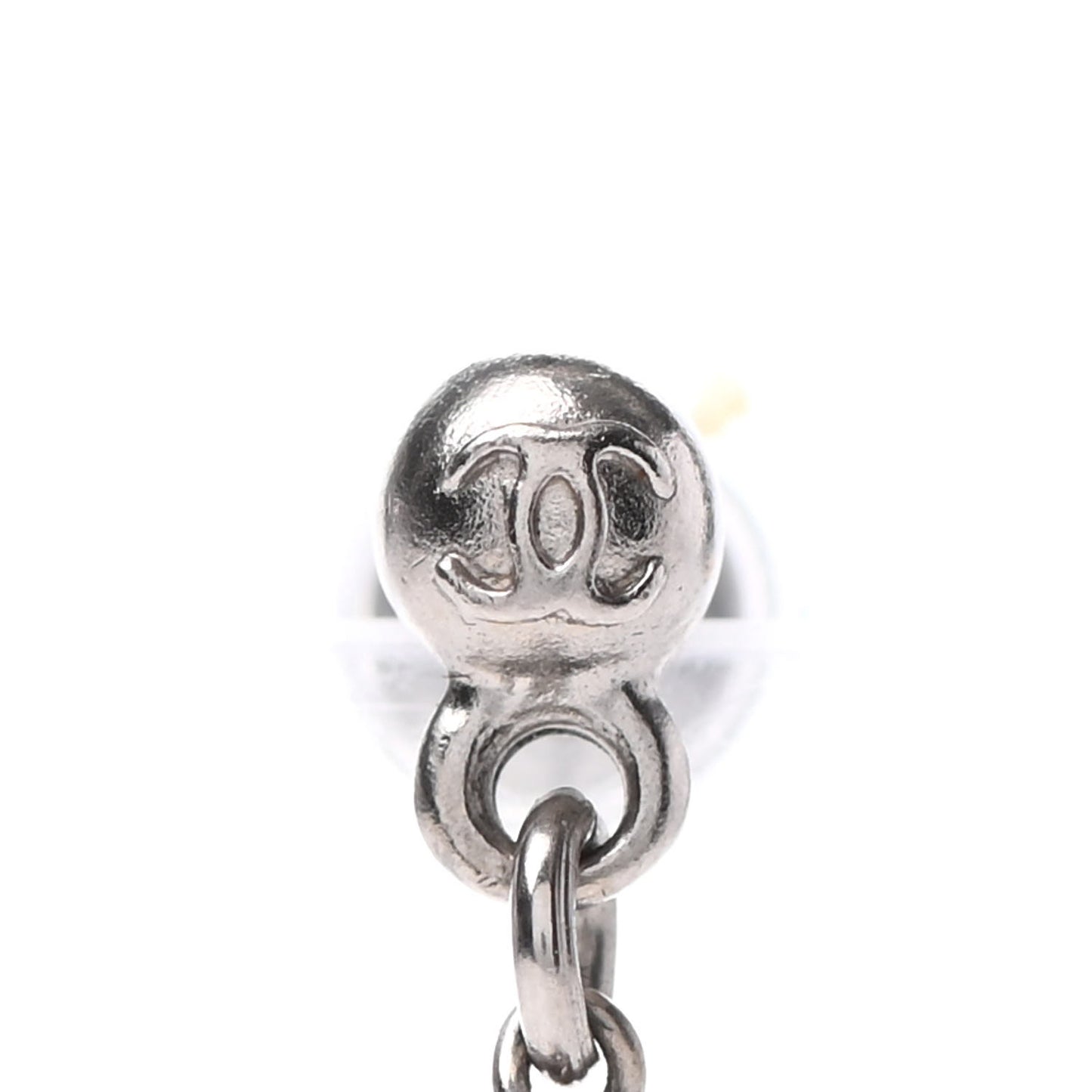 Baguette Crystal CC Drop Earrings Silver