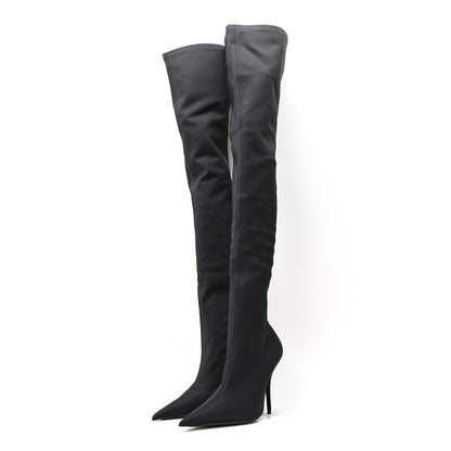 Balenciaga Spandex Pointed Toe Knife Thigh High Boots 39 Black 3 of 7