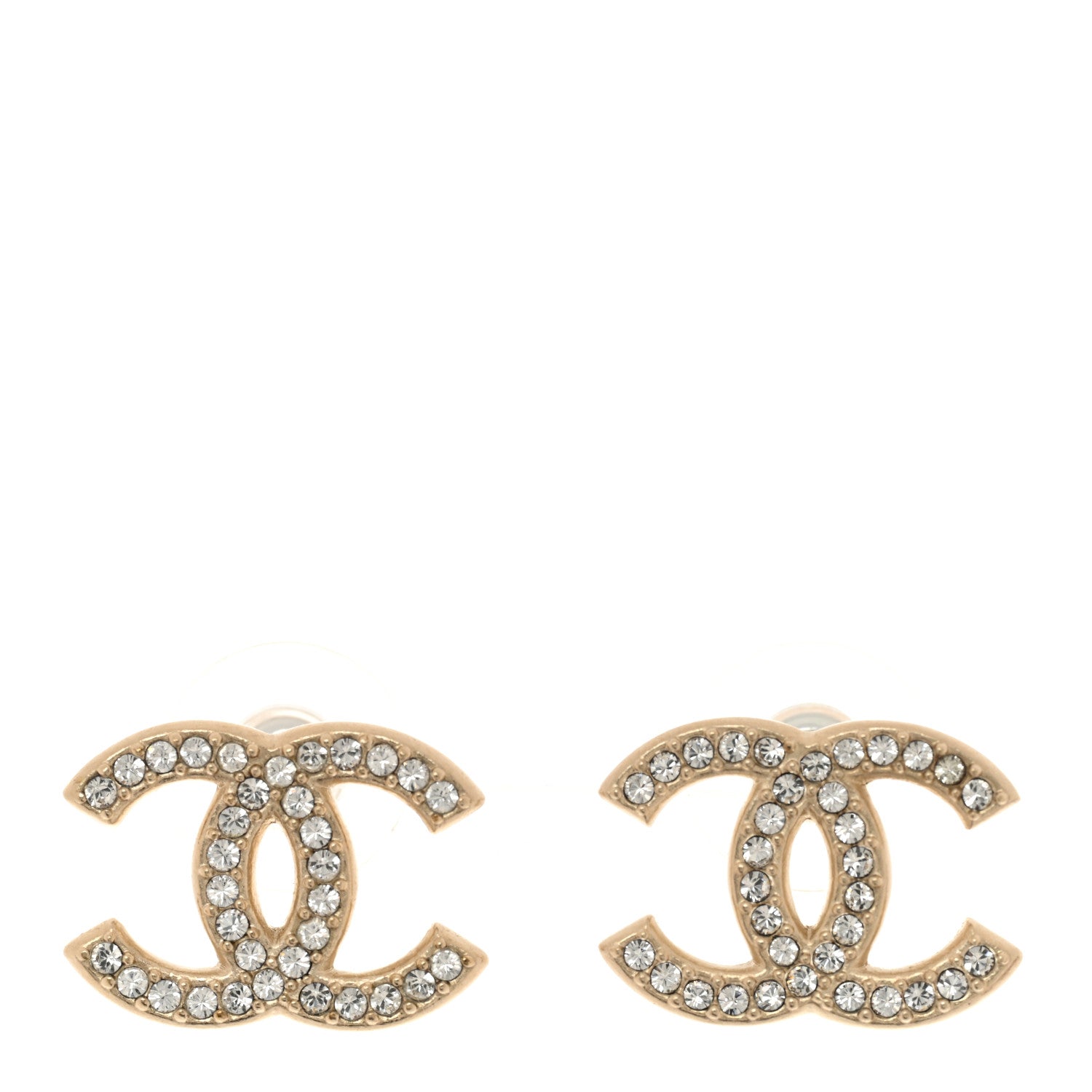 Chanel Crystal CC Earrings Gold 1 of 5