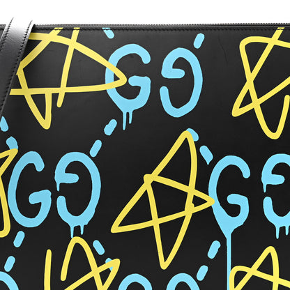 Gucci Calfskin GucciGhost Print GG Messenger Bag Black New Acquamarine 8 of 11