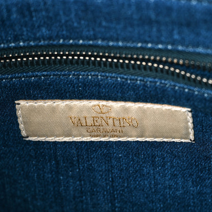 Valentino Garavani Denim Small Guitar Strap Rockstud Rolling Flip-Lock Messenger Bag Blue 6 of 9