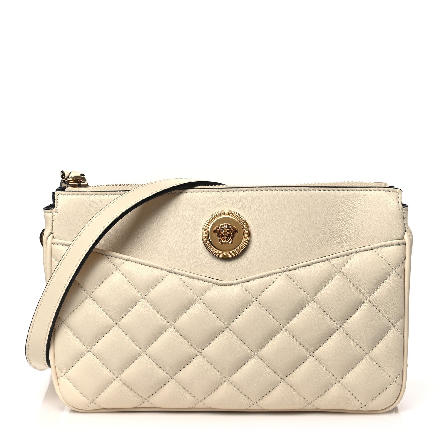 Nappa Quilted La Medusa Shoulder Bag Off White