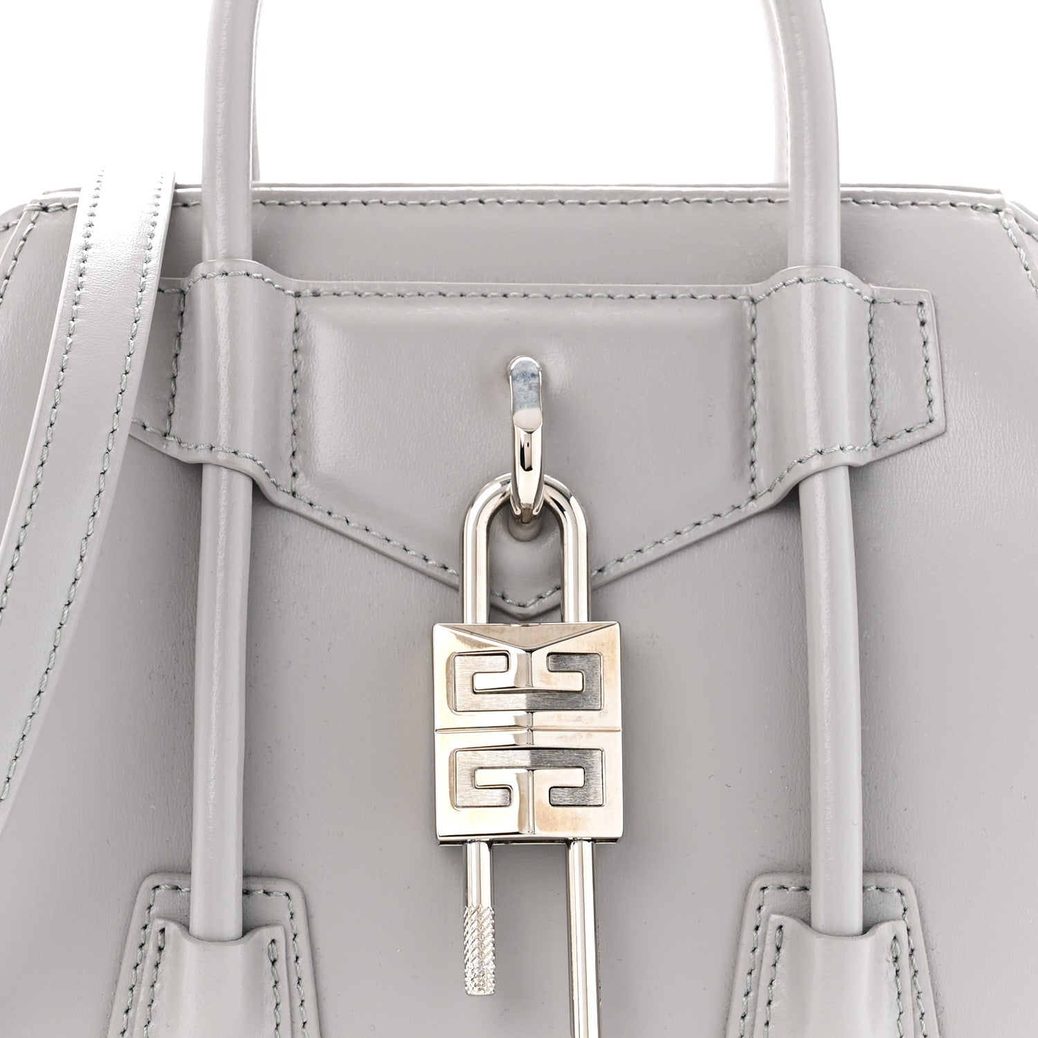 Givenchy Box Calfskin Mini Lock Antigona Shoulder Bag Medium Grey 8 of 10