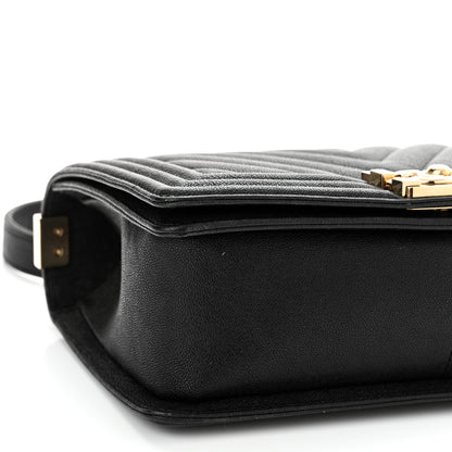 Chanel Caviar Chevron Quilted Medium Boy Flap Black 9 of 14