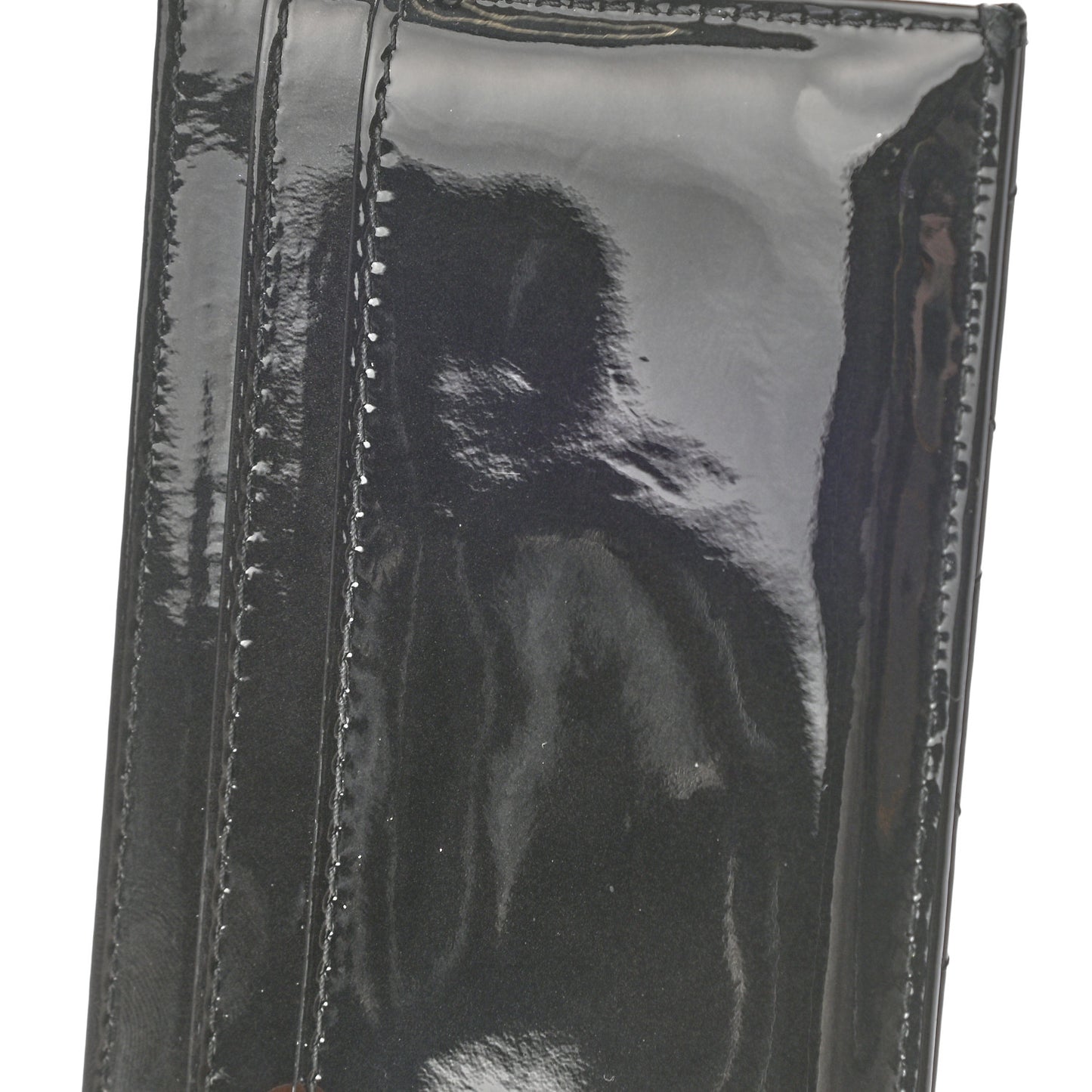 Patent Quilted Brilliant Card Holder Black