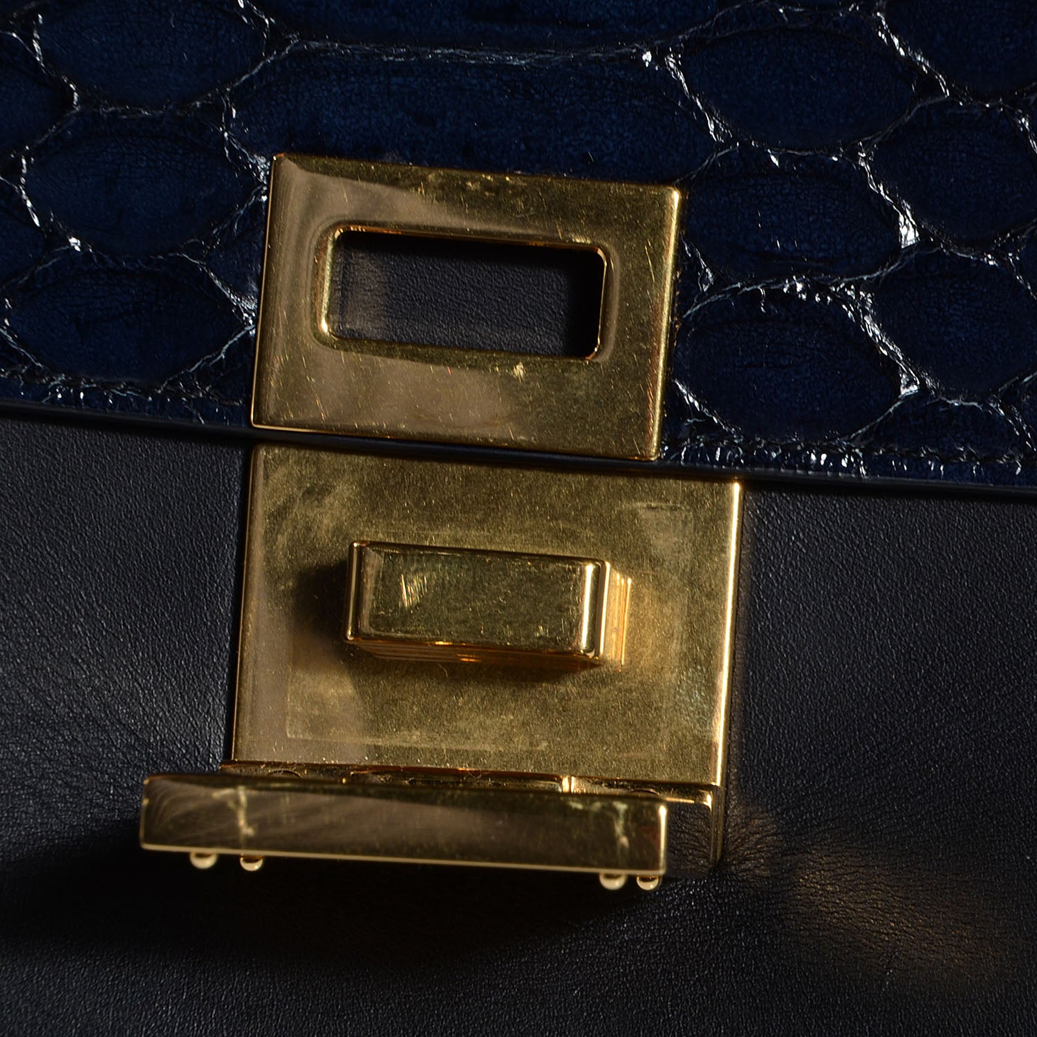 Celine Python and Suede Small Tri-Color Trapeze Blue Brown Black 5 of 10