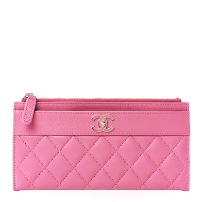 Chanel Sheepskin Quilted Mademoiselle Vintage Zip Pouch Pink 1 of 12