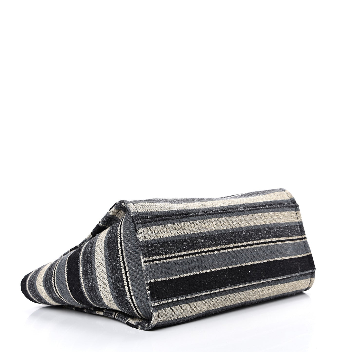 Striped Canvas Medium Deauville Tote Black