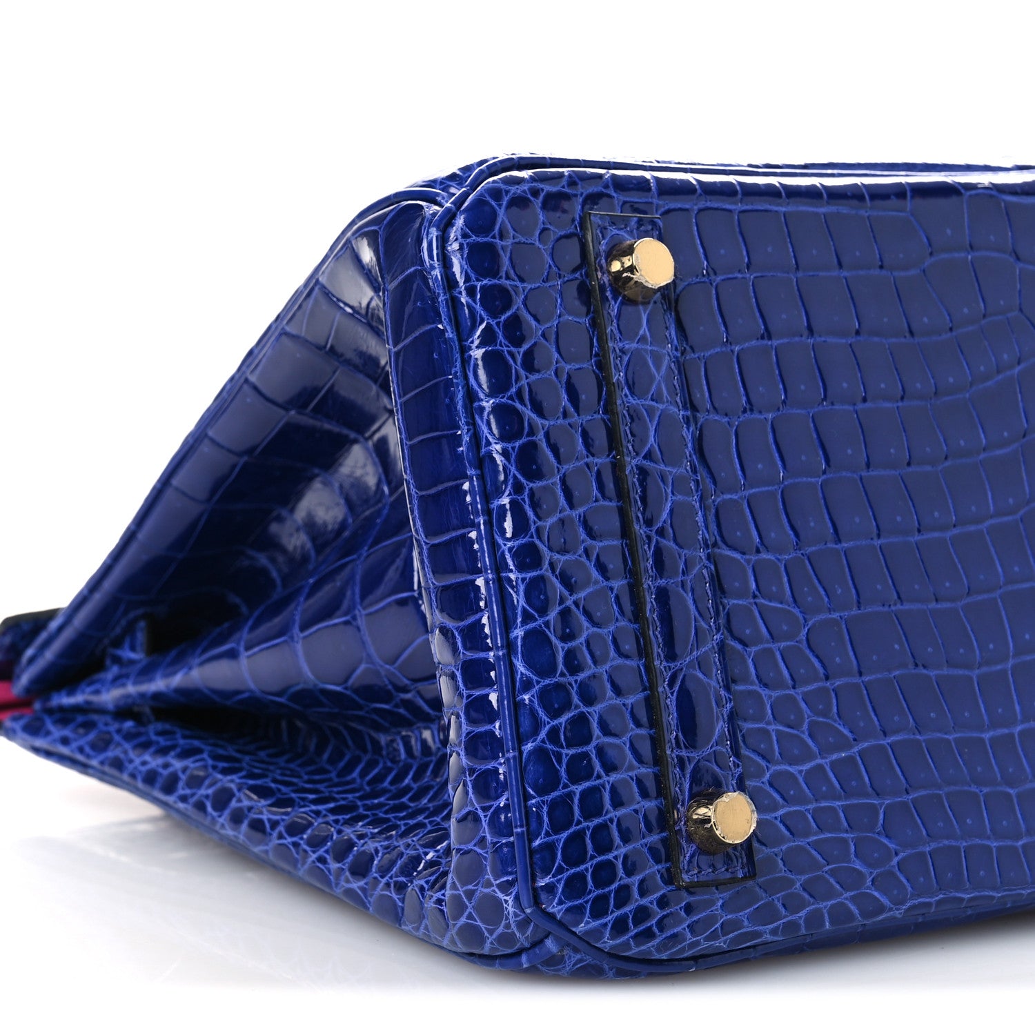 Hermes Shiny Porosus Crocodile Horseshoe Birkin 30 Bleu Electrique Magnolia 9 of 13