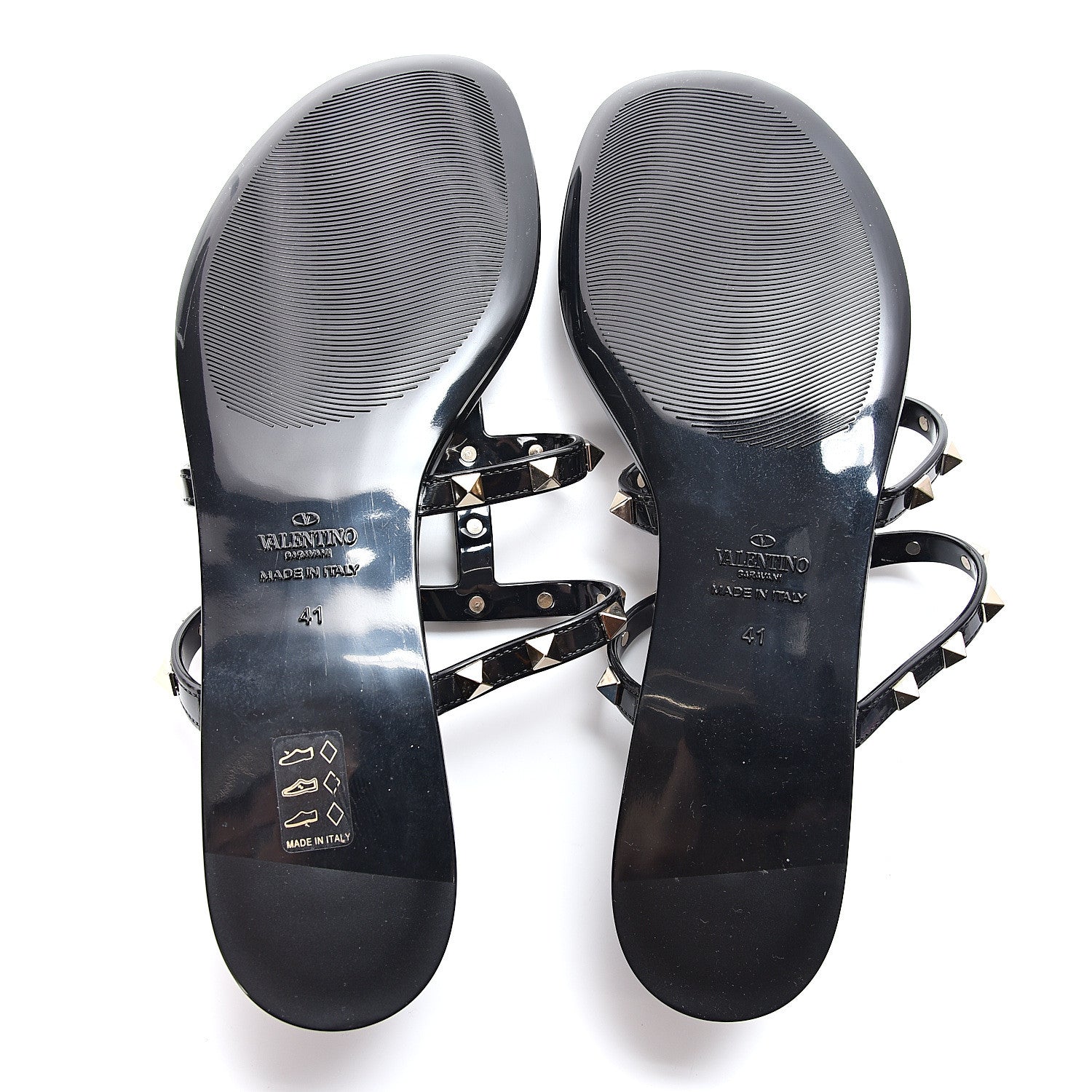 Valentino Garavani PVC Jelly Rockstud Caged Flat Thong Sandals 41 Black 6 of 8