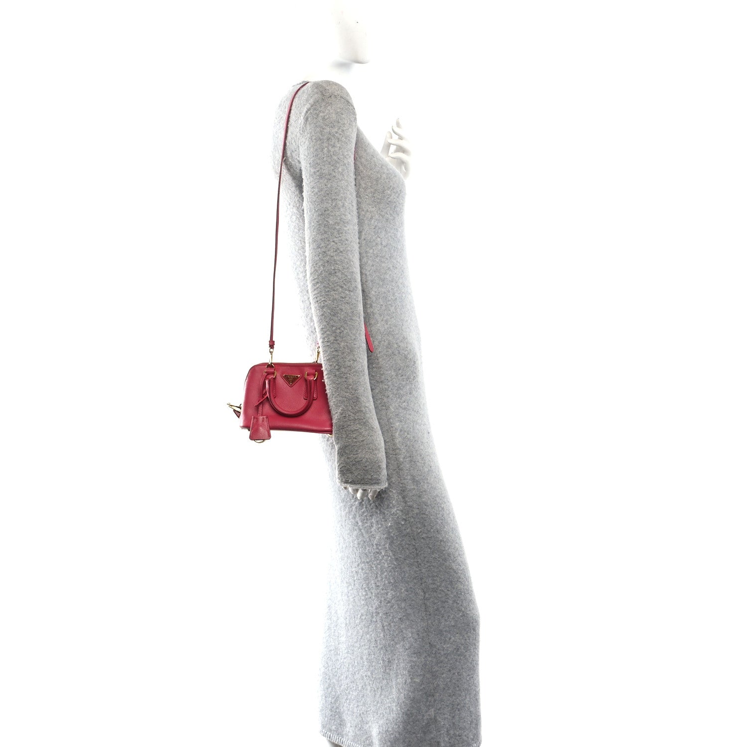 Prada Saffiano Lux Mini Promenade Tote Fuxia 2 of 10