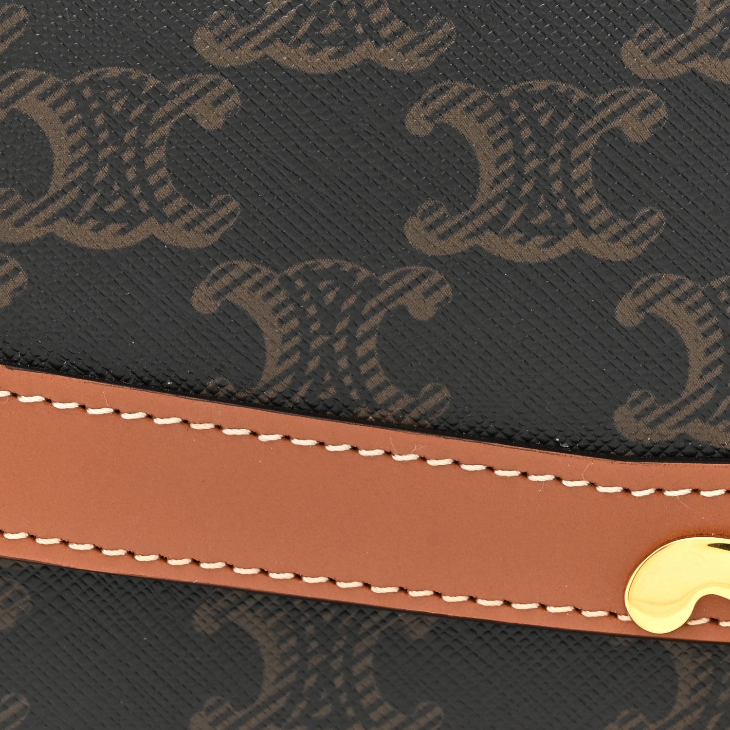 Celine Triomphe Canvas Calfskin Medium Triomphe Bag Tan 9 of 11