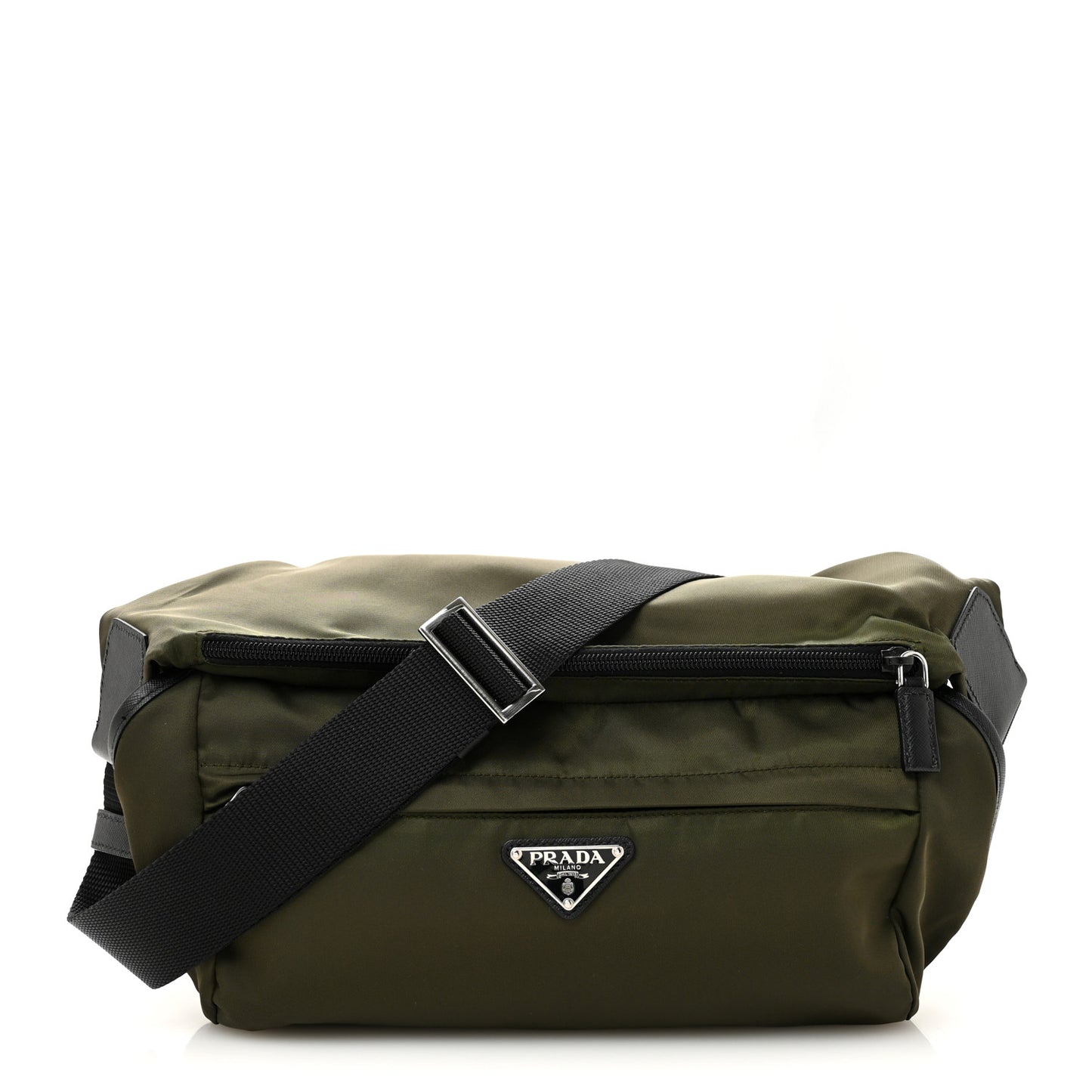 Tessuto Nylon Triangle Shoulder Bag Green