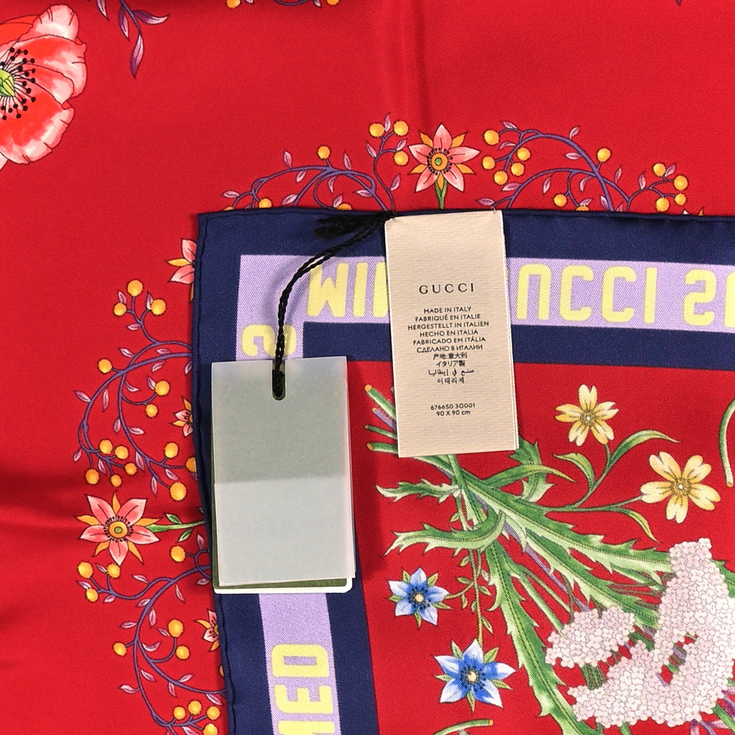 Silk Twill Campanule Cent Square Scarf Red Blue