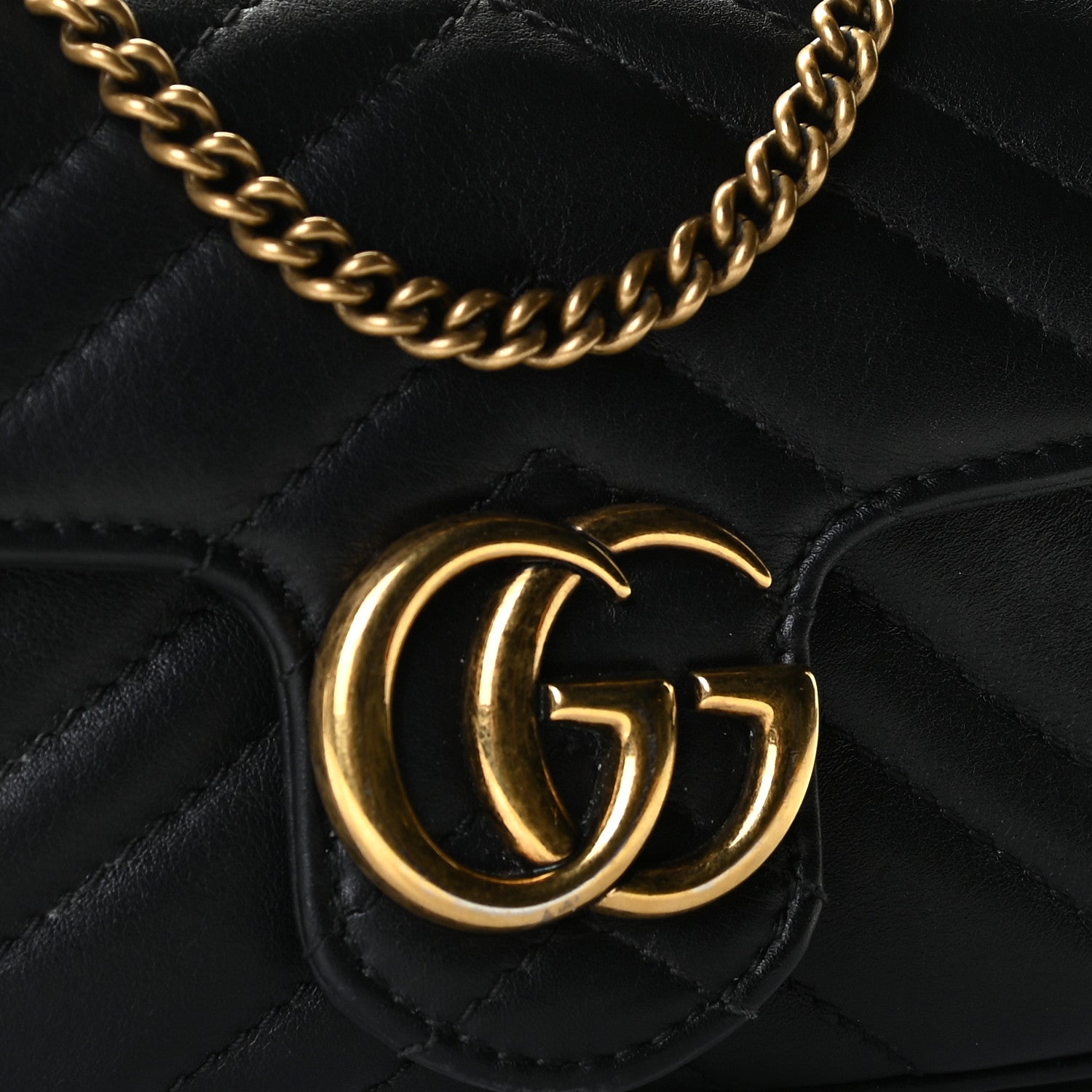 Gucci Calfskin Matelasse Super Mini GG Marmont Shoulder Bag Black 11 of 11