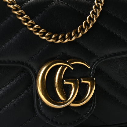 Gucci Calfskin Matelasse Super Mini GG Marmont Shoulder Bag Black 11 of 11