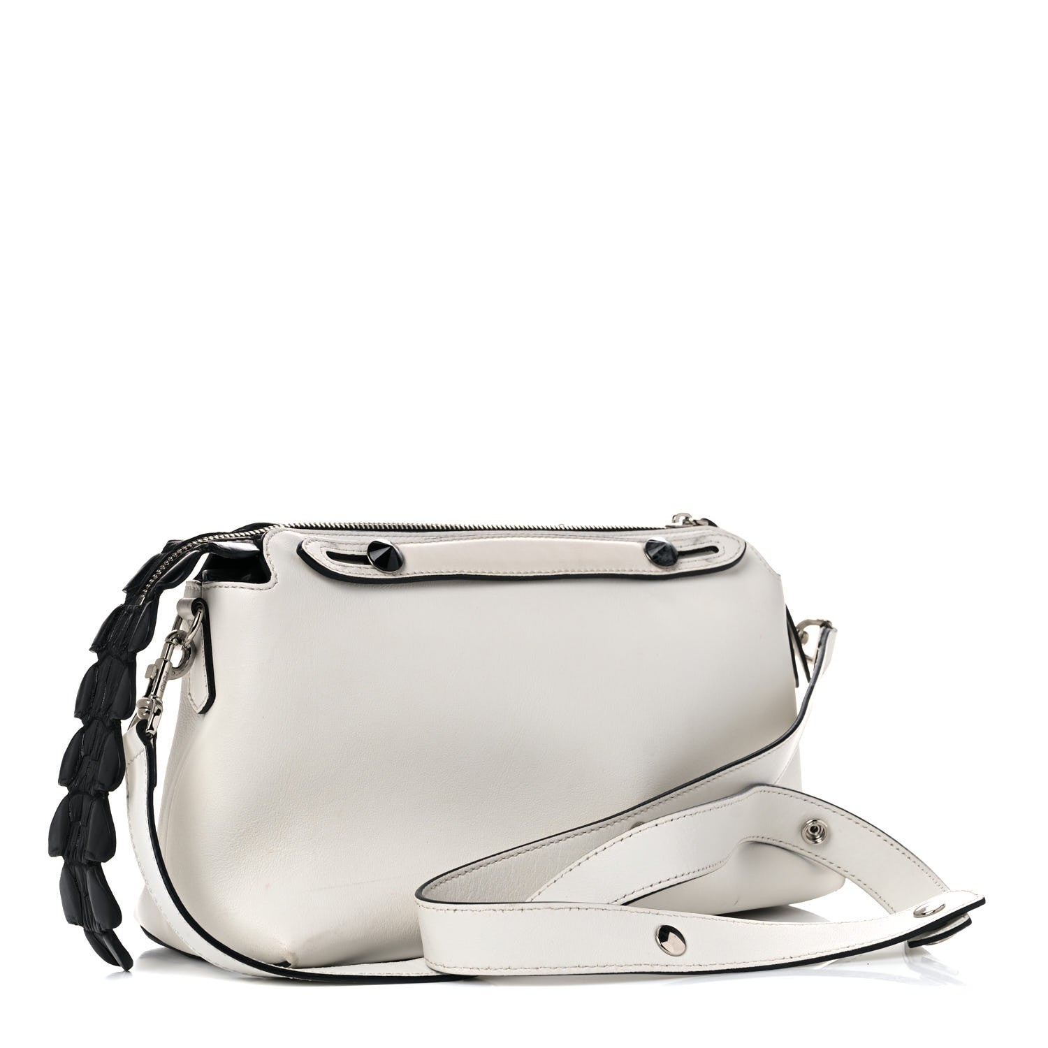 Fendi Vitello Dolce Croc Tail Medium By The Way Boston Bag White Black 3 of 26