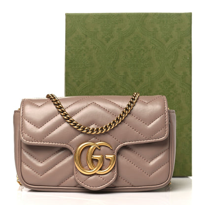 Gucci Calfskin Matelasse Super Mini GG Marmont Shoulder Bag Porcelain Rose 11 of 11