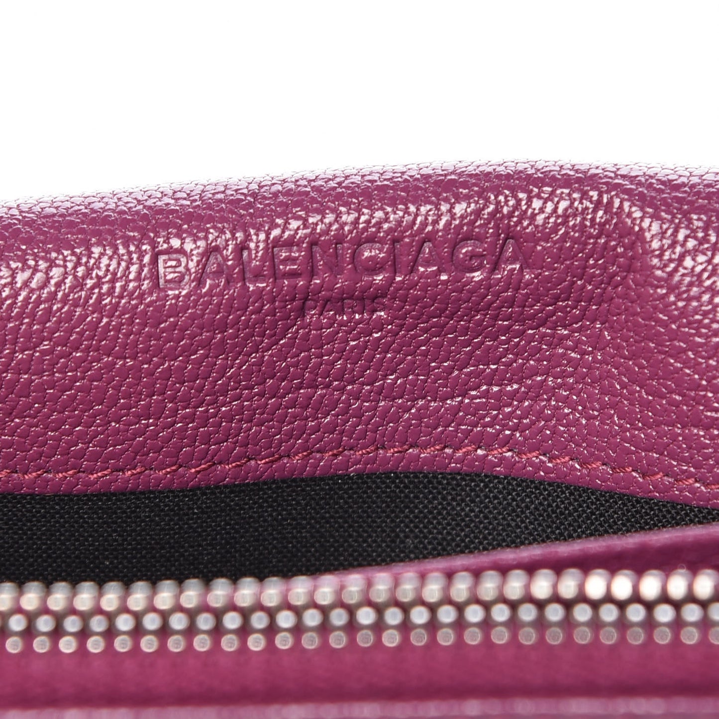 Chevre Silver Metallic Edge Hardware Money Wallet Violet Prune