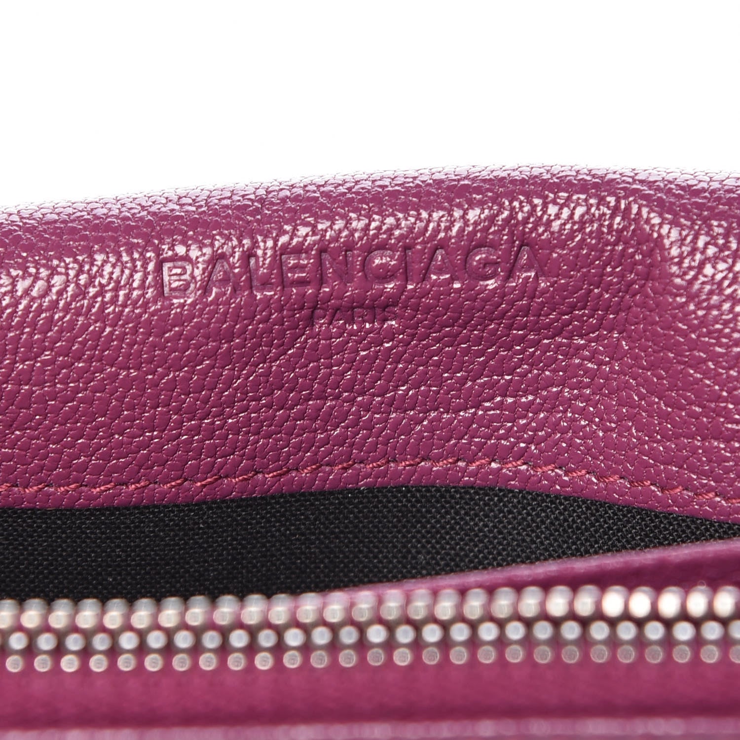Balenciaga Chevre Silver Metallic Edge Hardware Money Wallet Violet Prune 6 of 7