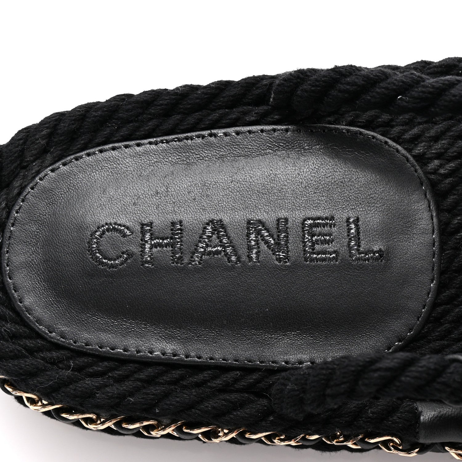 Chanel Lambskin Cord Chain CC Sandals 37 Black 8 of 9