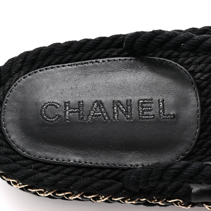 Chanel Lambskin Cord Chain CC Sandals 37 Black 8 of 9