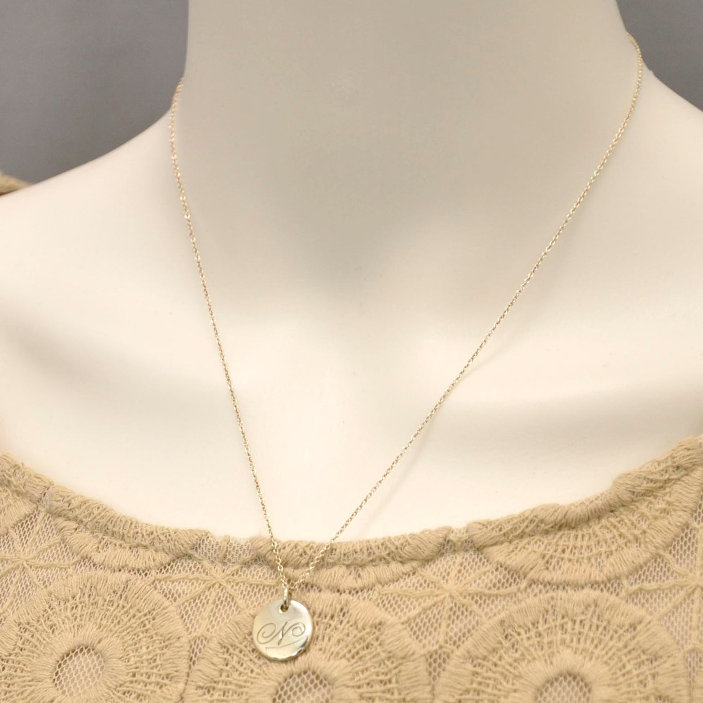 Sterling Silver Notes Alphabet N Charm Necklace