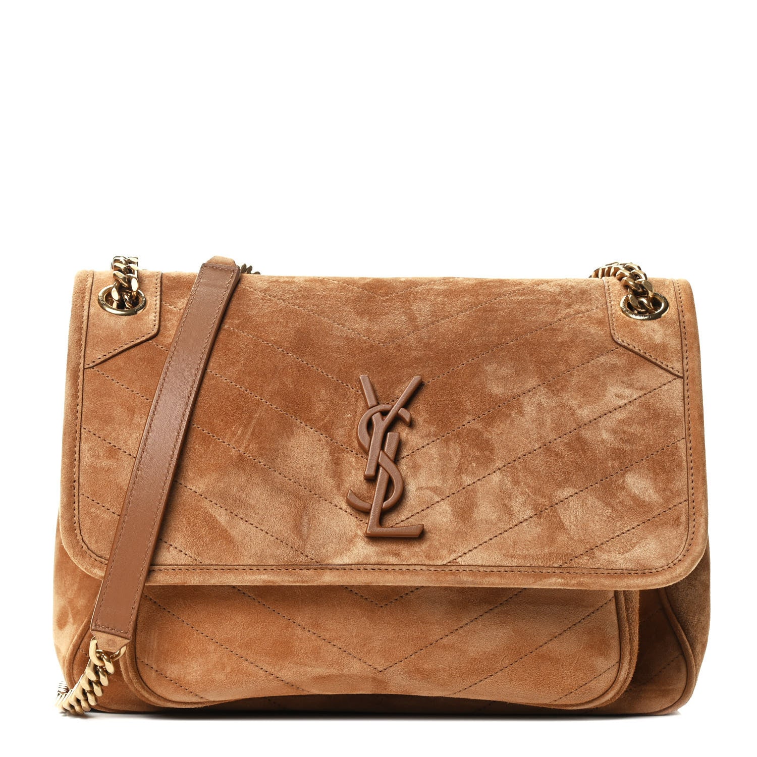 Saint Laurent Suede Monogram Medium Niki Chain Satchel Cinnamon 1 of 4