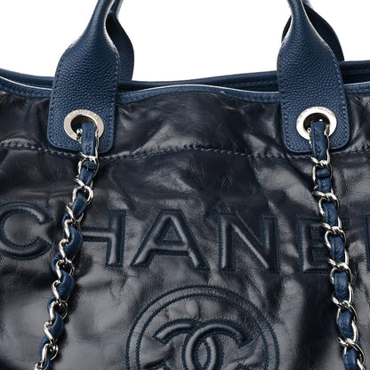 Chanel Glazed Calfskin Large Deauville Tote Blue 7 of 17