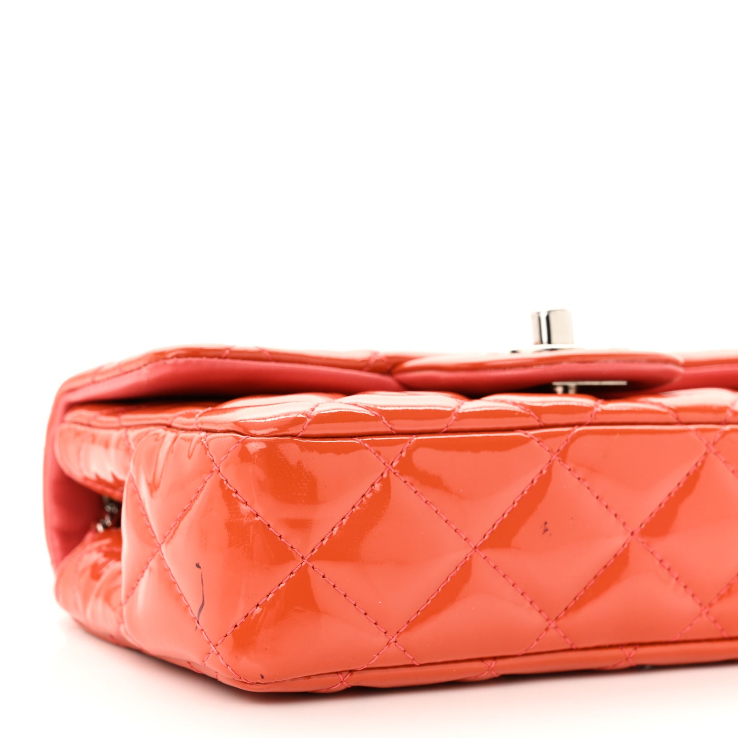 Patent Quilted Extra Mini Rectangular Flap Orange
