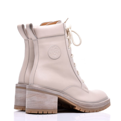 Hermes Calfskin Bridge Ankle Boots 38 Beige Grege 4 of 9