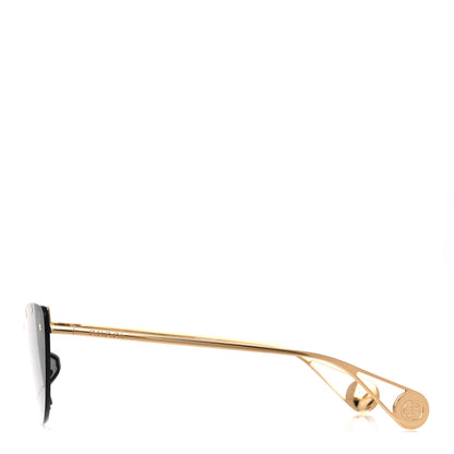 Gucci Metal Rimless Star Studded 90mm Cat Eye GG0666S Sunglasses Black Gold 2 of 7
