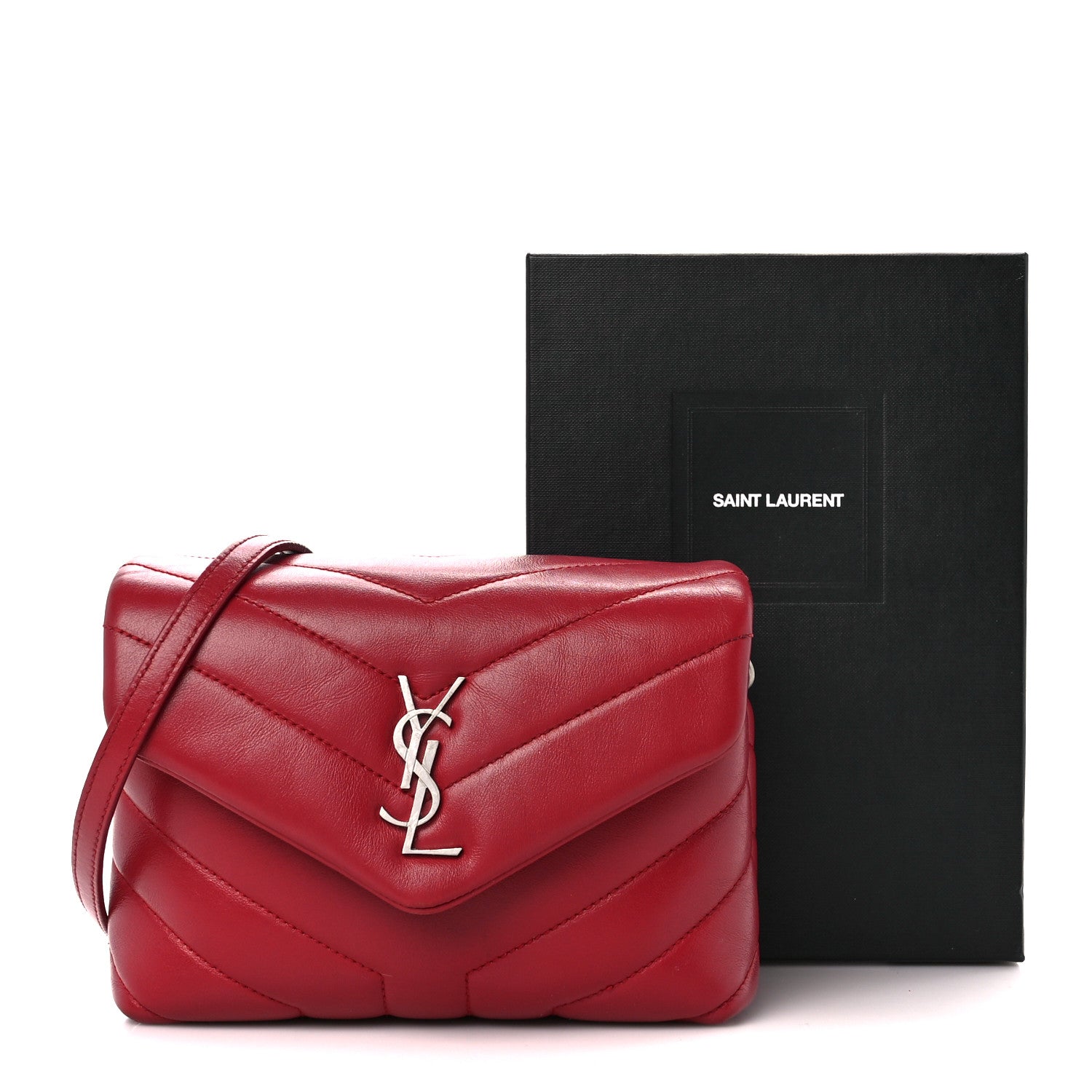 Saint Laurent Calfskin Y Quilted Monogram Toy Loulou Crossbody Bag New Lipstick 13 of 13