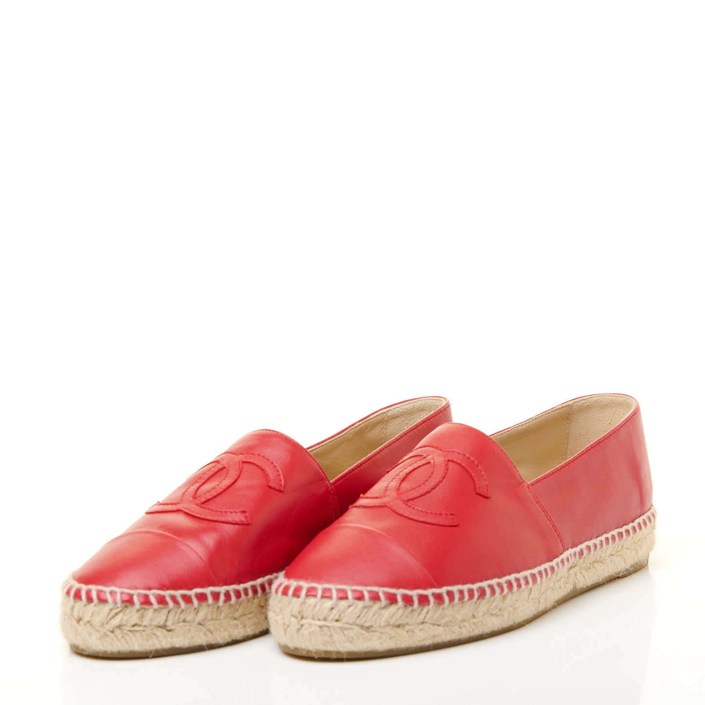 Lambskin CC Espadrilles 37 Red