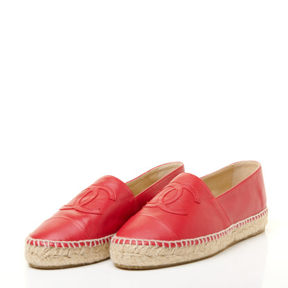 Chanel Lambskin CC Espadrilles 37 Red 3 of 10