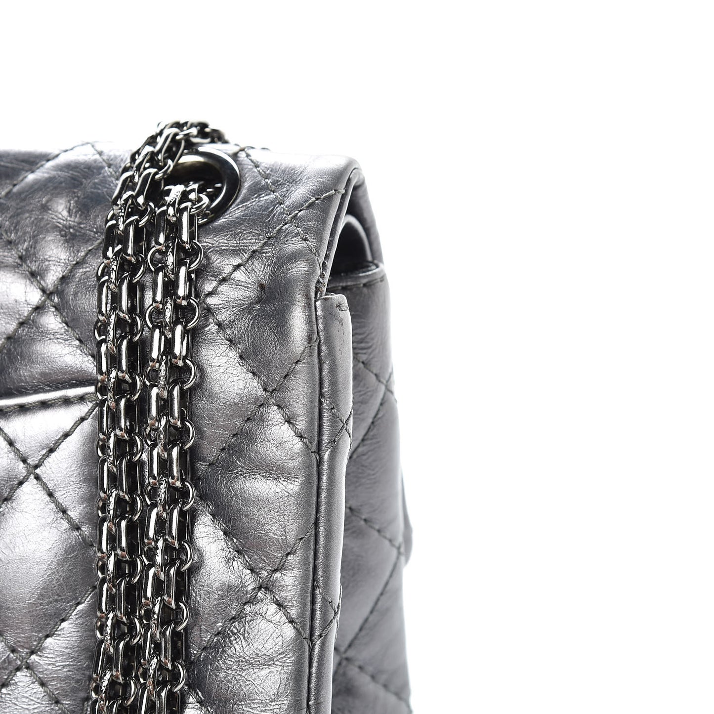 Metallic Aged Calfskin Quilted 2.55 Reissue 225 Flap Grey